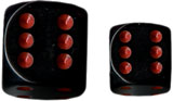 Dice - Opaque: 16mm D6 Black with Red (Set of 12) by Chessex Manufacturing
