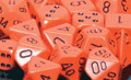 Dice - Opaque: Poly Set Orange With Black (Set of 7) by Chessex Manufacturing
