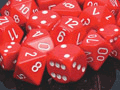Dice - Opaque: Poly Set red With white (Set of 7) by Chessex Manufacturing 