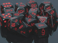 Dice - Opaque: Poly Set black With red (Set of 7) by Chessex Manufacturing
