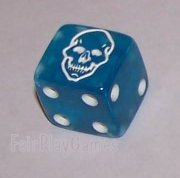Death Dice - Transparent Blue with White by Flying Buffalo Inc.