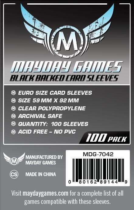 Euro Card Sleeve - Black Backed (Pack of 100) - 59 MM X 92 MM by Mayday Games