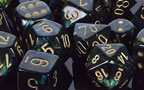 Dice - Scarab: Polyhedral Jade w/gold (set of 7) by Chessex Manufacturing