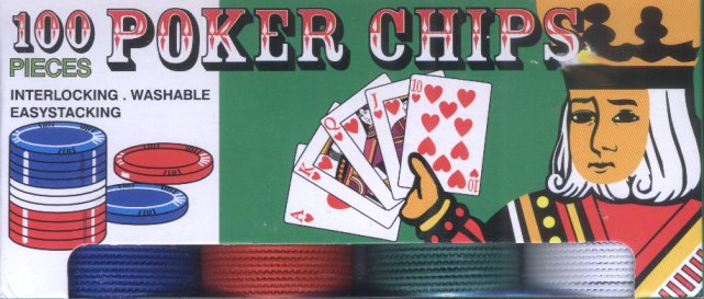 Poker Chips - Plastic - Blue, Red, Green & White (100) by 