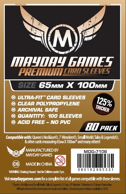 Premium Magnum Ultra-Fit Sleeves: 65 MM X 100 MM (80 per pack) by Mayday Games