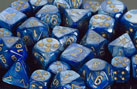 Dice - Lustrous: 16mm D6 Blue with Gold (Set of 12) by Chessex Manufacturing