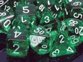 Dice - Translucent: Poly Green With White (Set of 7) by Chessex Manufacturing 