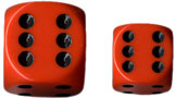 Dice - Opaque: 12mm D6 Orange with Black (Set of 36) by Chessex Manufacturing 