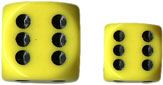 Dice - Opaque: 12mm D6 Yellow with Black (Set of 36) by Chessex Manufacturing 