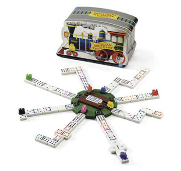 Mexican Train Dominoes in a Tin by Fundex Games