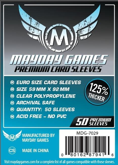 Premium Euro Card Sleeves (59 MM X 92 MM) 50 ct. by Mayday Games